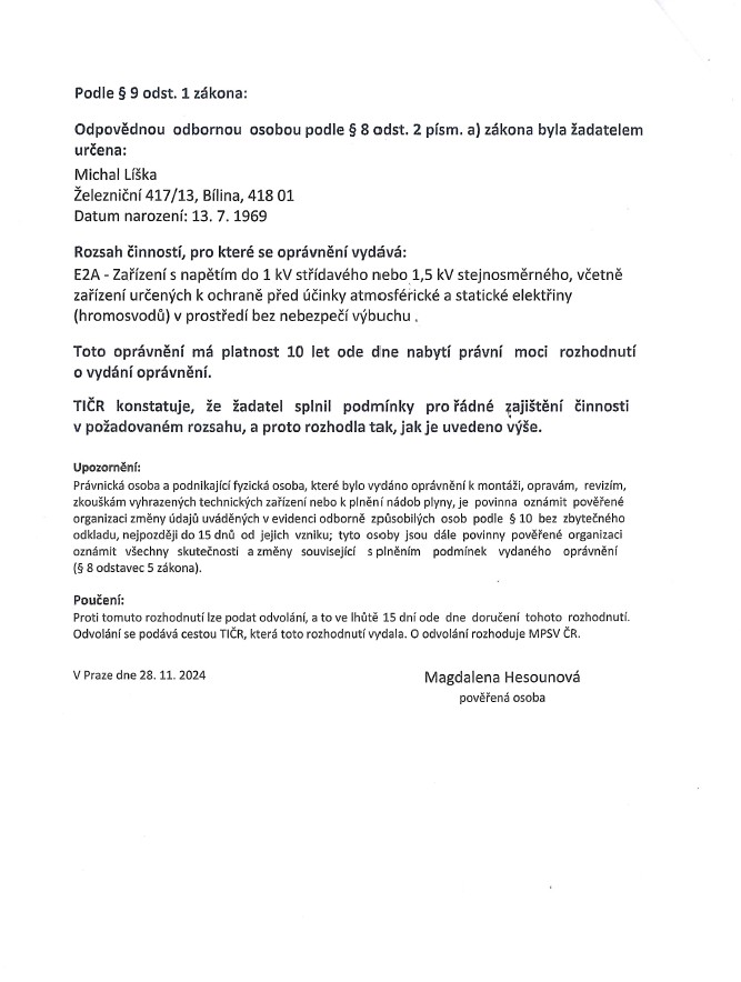 Oprávnění TIČR 1